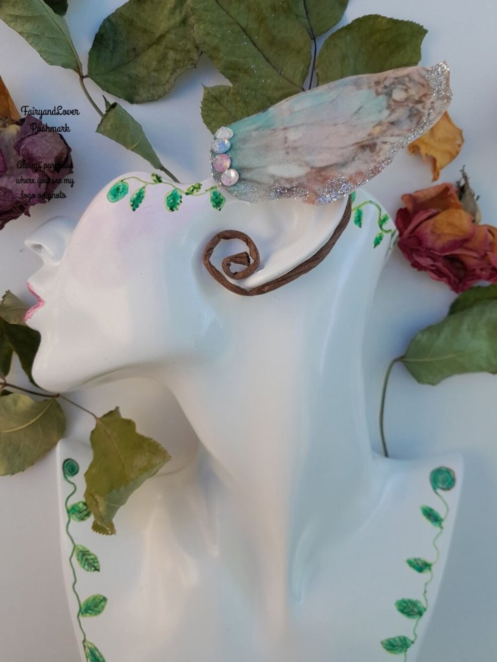 Fairy butterfly wing silk organza ear cuff earrings, costume accessory gifts